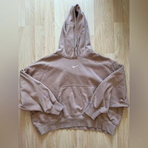 Nike Brown/Tan Hooded Sweatshirt with White Swoosh